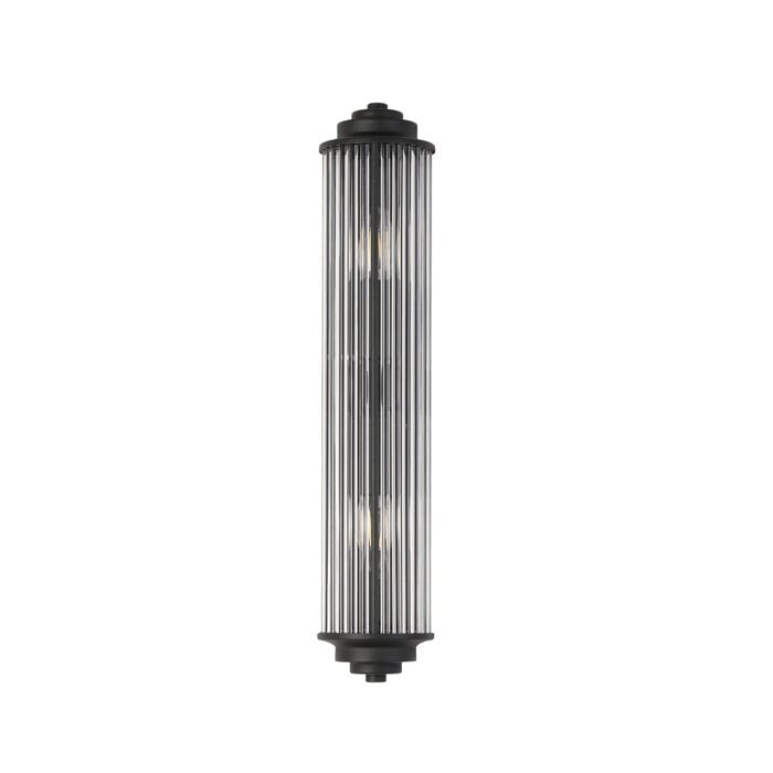 Tai - Large Two Light Wall Light with Glass Rods - Black