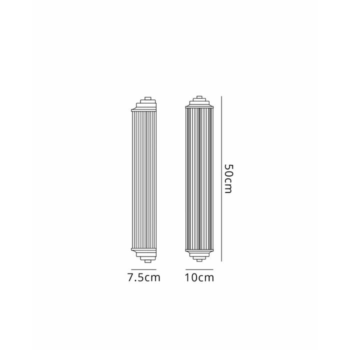 Tai - Large Two Light Wall Light with Glass Rods - Gold