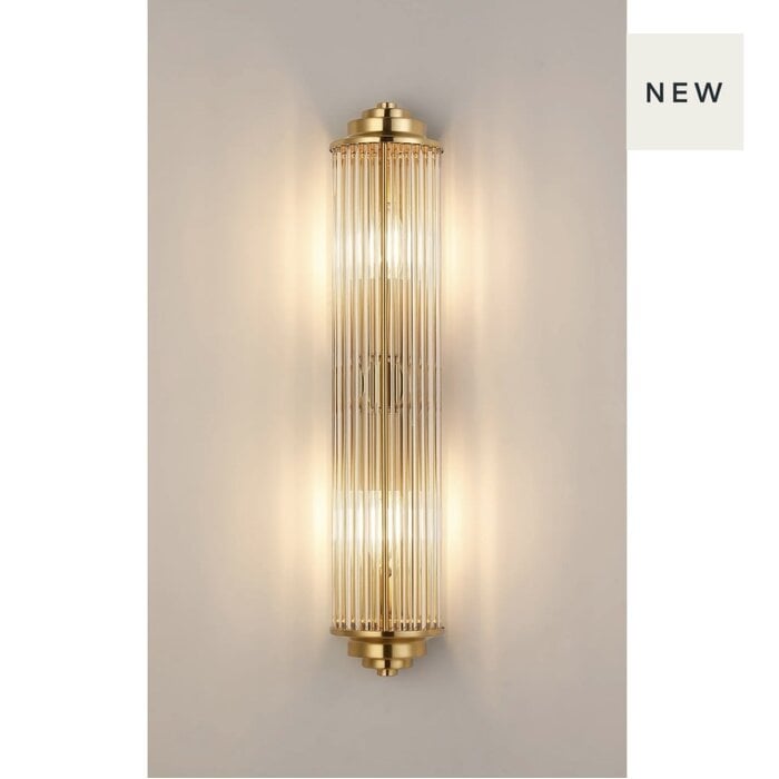 Tai - Large Two Light Wall Light with Glass Rods - Gold