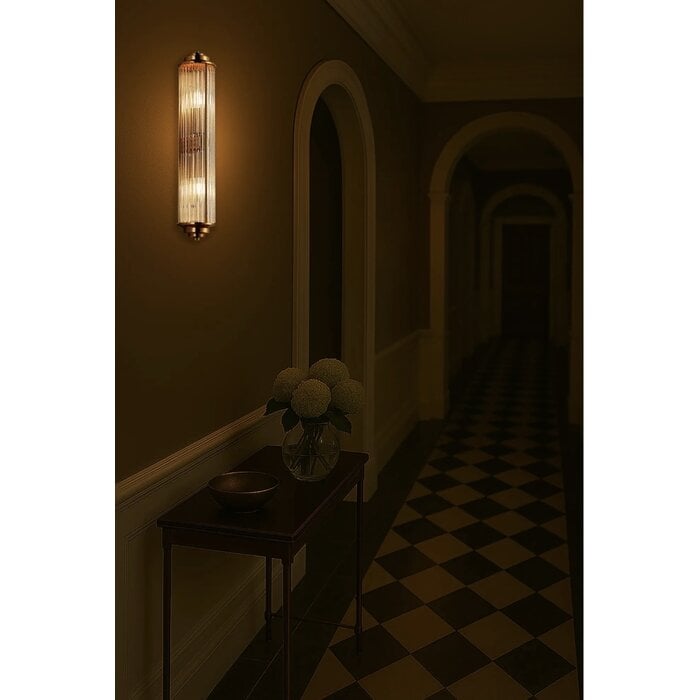 Tai - Large Two Light Wall Light with Glass Rods - Gold