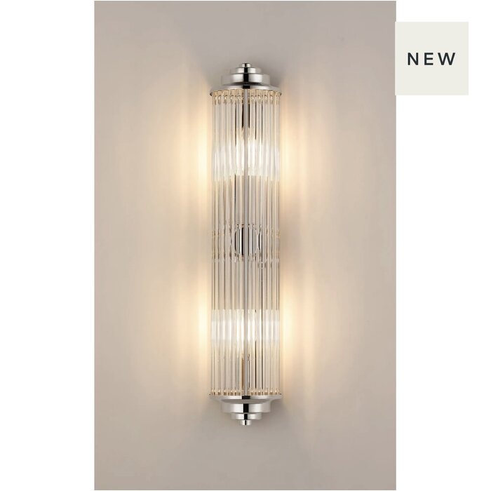 Tai - Large Two Light Wall Light with Glass Rods - Polished Nickel