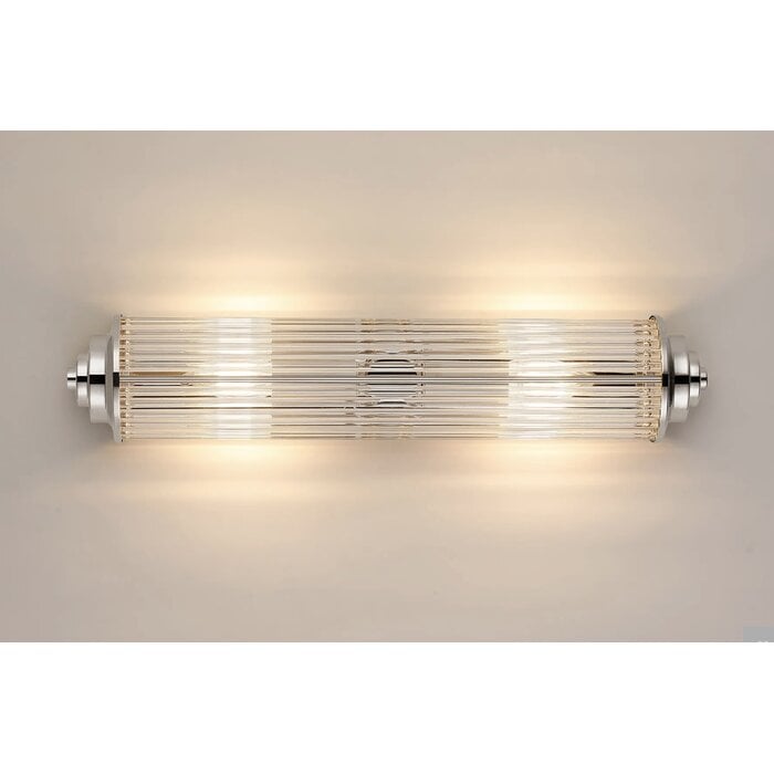 Tai - Large Two Light Wall Light with Glass Rods - Polished Nickel