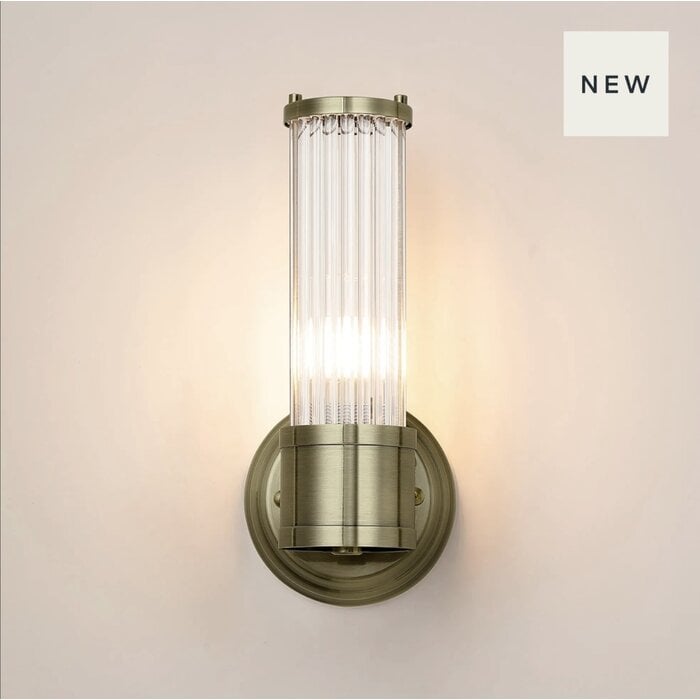 Tai - Single Light Wall Light with Glass Rods - Antique Brass