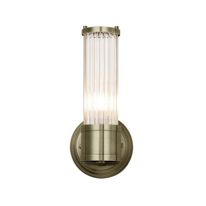 Tai - Single Light Wall Light with Glass Rods - Antique Brass