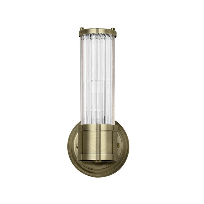 Tai - Single Light Wall Light with Glass Rods - Antique Brass