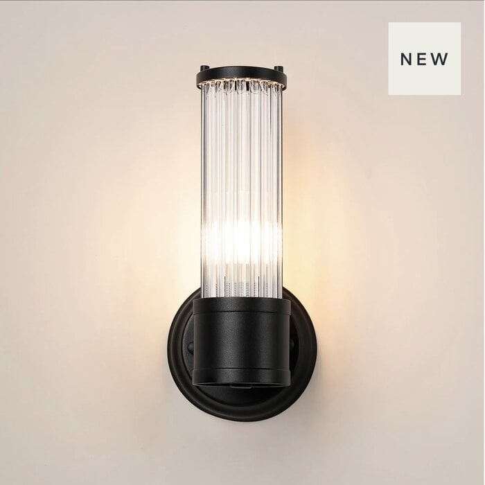 Tai - Single Light Wall Light with Glass Rods - Black