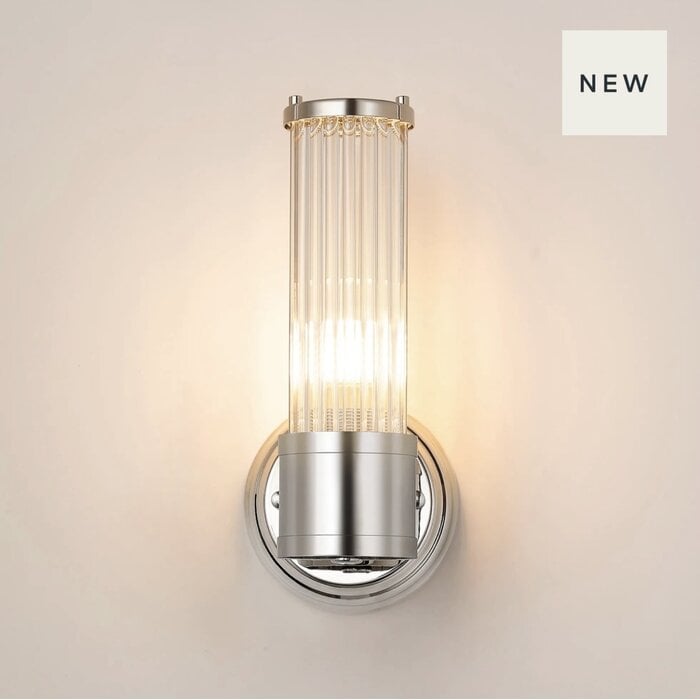 Tai - Single Light Wall Light with Glass Rods - Polished Nickel