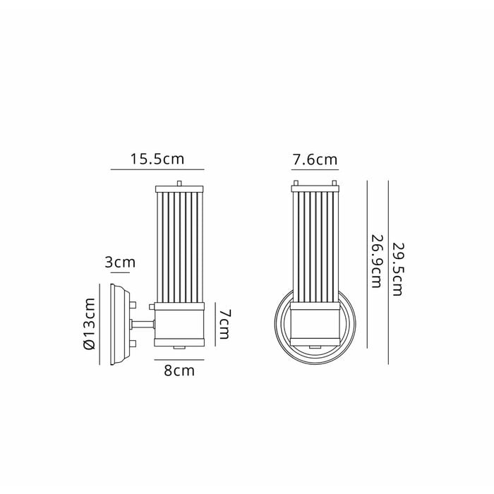 Tai - Single Light Wall Light with Glass Rods - Bronze