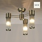 Tai - 3 Light Glass Rod Semi-Flush Ceiling Light - Antique Brass