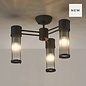 Tai - 3 Light Glass Rod Semi-Flush Ceiling Light - Black