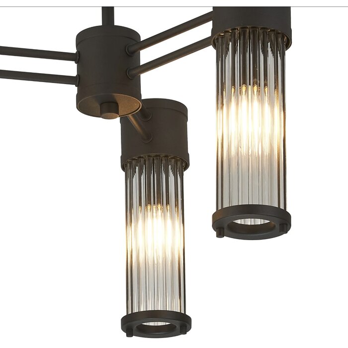 Tai - 3 Light Glass Rod Semi-Flush Ceiling Light - Black