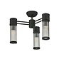 Tai - 3 Light Glass Rod Semi-Flush Ceiling Light - Black