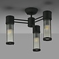 Tai - 3 Light Glass Rod Semi-Flush Ceiling Light - Black