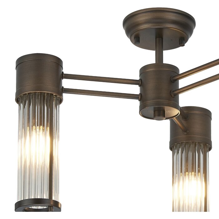 Tai - 3 Light Glass Rod Semi-Flush Ceiling Light - Bronze