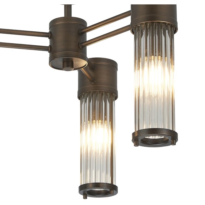 Tai - 3 Light Glass Rod Semi-Flush Ceiling Light - Bronze