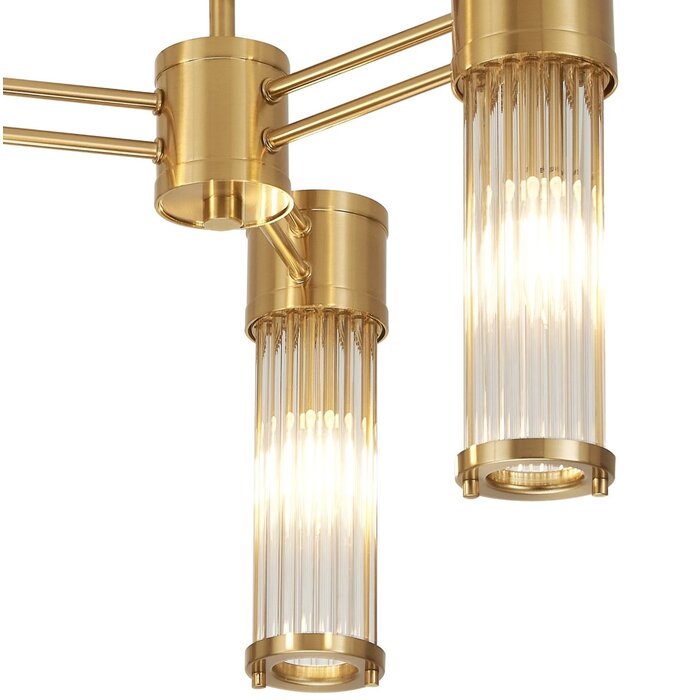 Tai - 3 Light Glass Rod Semi-Flush Ceiling Light - Gold