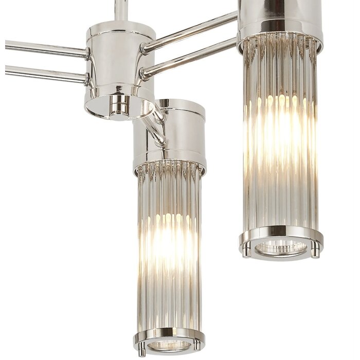 Tai - 3 Light Glass Rod Semi-Flush Ceiling Light - Polished Nickel