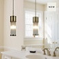 Tai - Single Light Pendant Ceiling Light with Glass Rods - Antique Brass