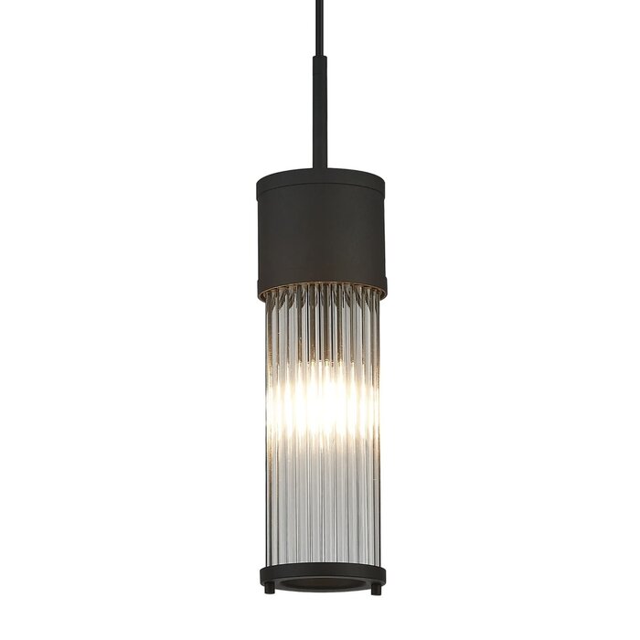 Tai - Single Light Pendant Ceiling Light with Glass Rods - Black