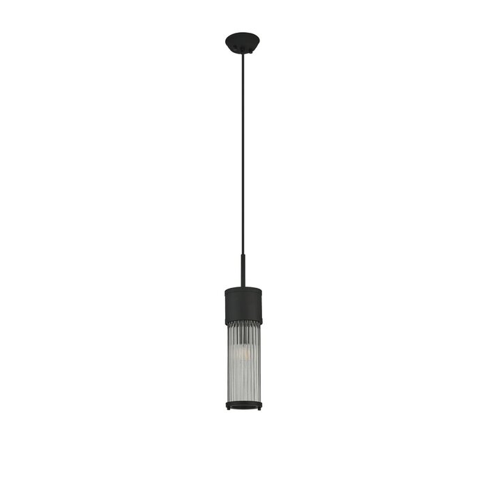 Tai - Single Light Pendant Ceiling Light with Glass Rods - Black