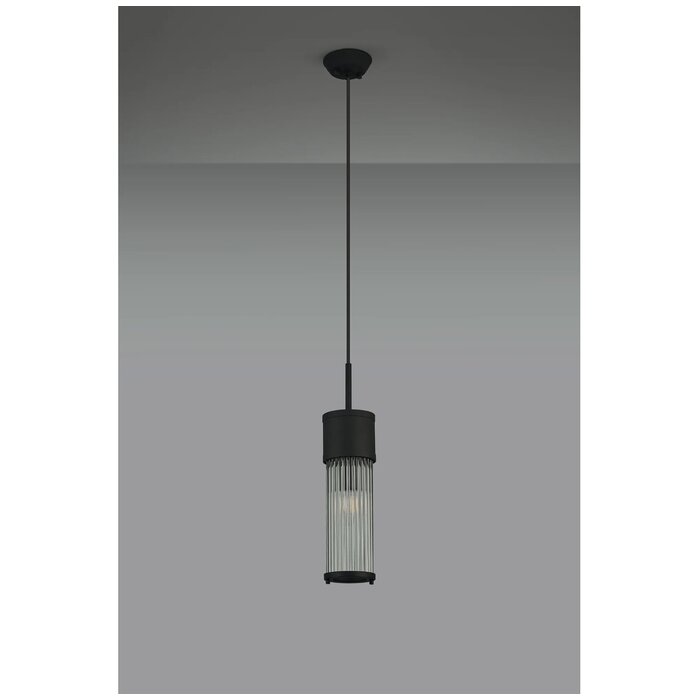 Tai - Single Light Pendant Ceiling Light with Glass Rods - Black