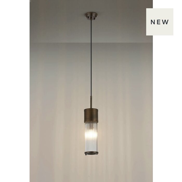 Tai - Single Light Pendant Ceiling Light with Glass Rods - Bronze