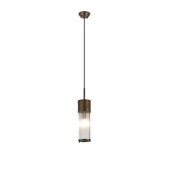 Tai - Single Light Pendant Ceiling Light with Glass Rods - Bronze