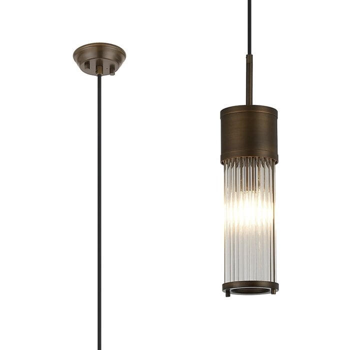 Tai - Single Light Pendant Ceiling Light with Glass Rods - Bronze