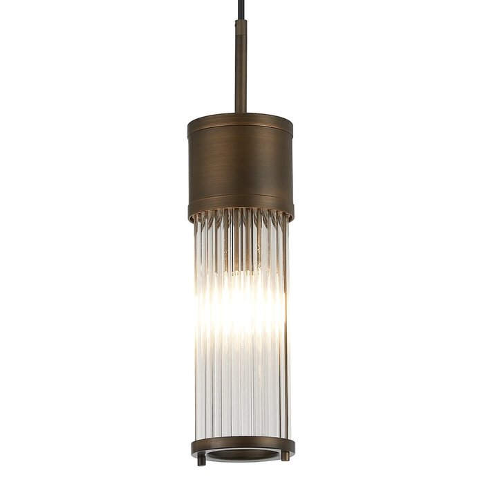Tai - Single Light Pendant Ceiling Light with Glass Rods - Bronze