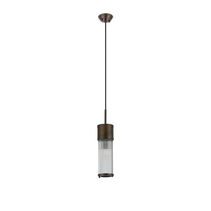 Tai - Single Light Pendant Ceiling Light with Glass Rods - Bronze