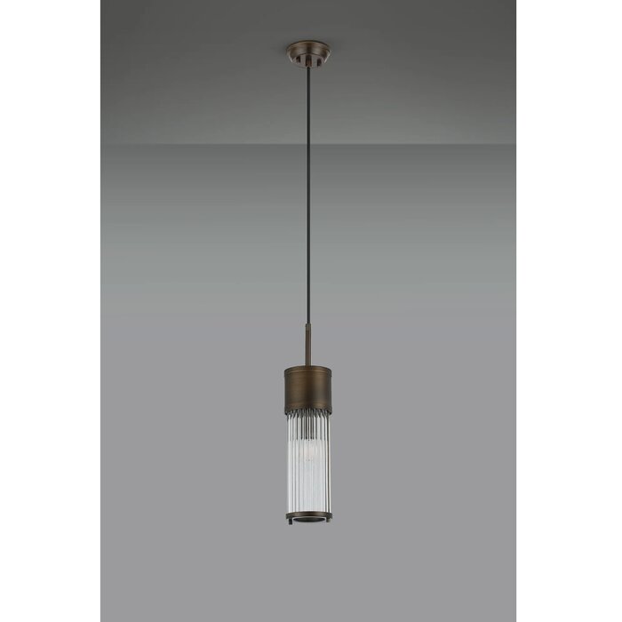 Tai - Single Light Pendant Ceiling Light with Glass Rods - Bronze