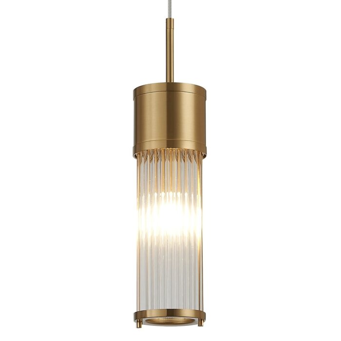 Tai - Single Light Pendant Ceiling Light with Glass Rods - Gold
