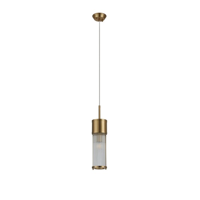 Tai - Single Light Pendant Ceiling Light with Glass Rods - Gold