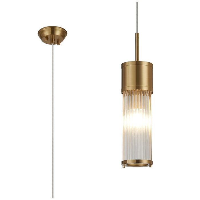 Tai - Single Light Pendant Ceiling Light with Glass Rods - Gold