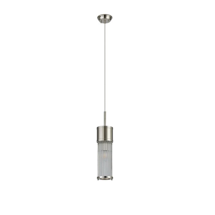 Tai - Single Light Pendant Ceiling Light with Glass Rods - Polished Nickel