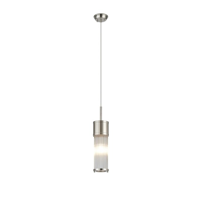 Tai - Single Light Pendant Ceiling Light with Glass Rods - Polished Nickel
