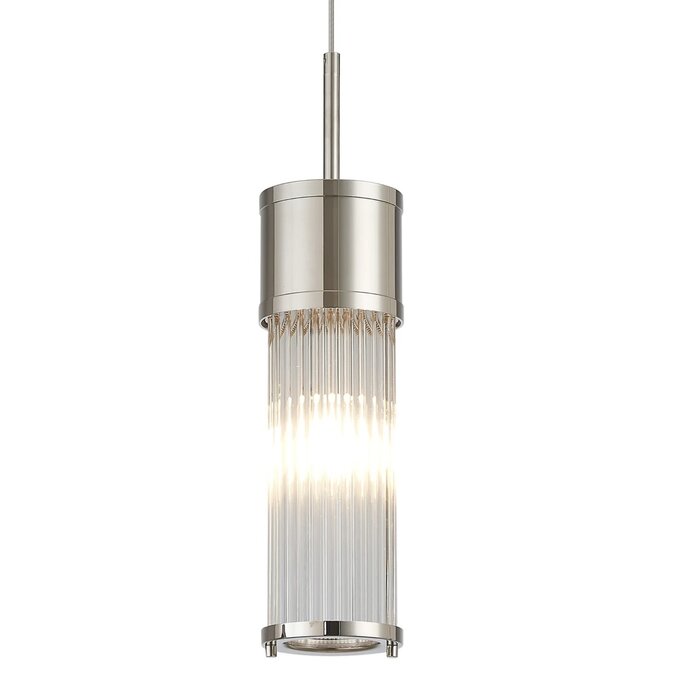 Tai - Single Light Pendant Ceiling Light with Glass Rods - Polished Nickel
