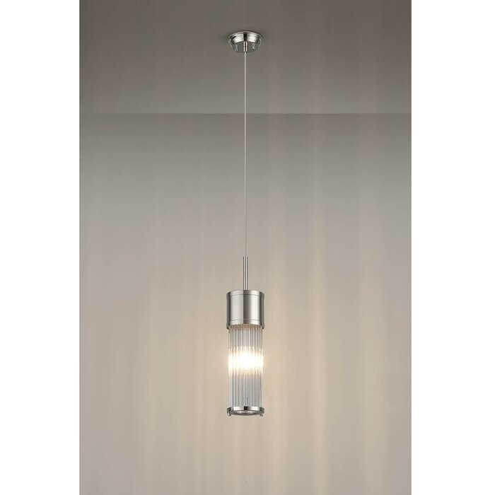 Tai - Single Light Pendant Ceiling Light with Glass Rods - Polished Nickel