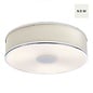 Alva  - Modern Flush Ceiling Light  - Polished Chrome and Ivory Micropleat - 40cm