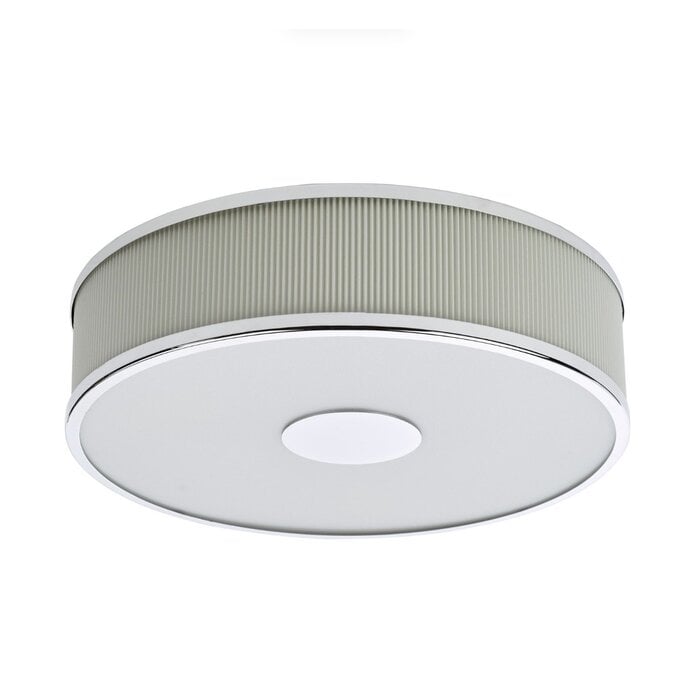 Alva  - Modern Flush Ceiling Light  - Polished Chrome and Ivory Micropleat - 40cm