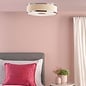 Alva  - Modern Flush Ceiling Light  - Polished Chrome and Ivory Micropleat - 40cm