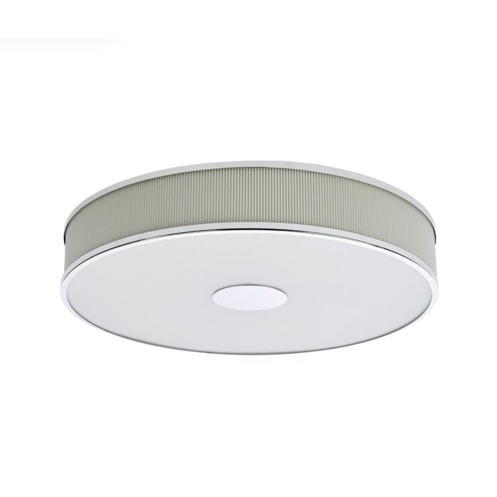 Alva  - Modern Flush Ceiling Light  - Polished Chrome and Ivory Micropleat - 60cm