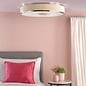 Alva  - Modern Flush Ceiling Light  - Polished Chrome and Ivory Micropleat - 60cm