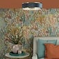 Alva  - Modern Flush Ceiling Light  - Brushed Brass and Blue Velvet - 40cm