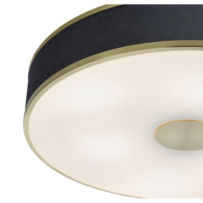Alva  - Modern Flush Ceiling Light  - Brushed Brass and Blue Velvet - 60cm