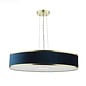 Alva  - Large Modern Pendant Ceiling Light  - Brushed Brass and Blue Velvet - 60cm