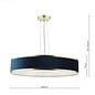 Alva  - Large Modern Pendant Ceiling Light  - Brushed Brass and Blue Velvet - 60cm