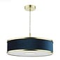 Alva  - Modern Pendant Ceiling Light  - Brushed Brass and Blue Velvet - 40cm