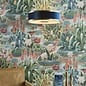 Alva  - Modern Pendant Ceiling Light  - Brushed Brass and Blue Velvet - 40cm