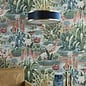 Alva  - Modern Pendant Ceiling Light  - Brushed Brass and Blue Velvet - 40cm